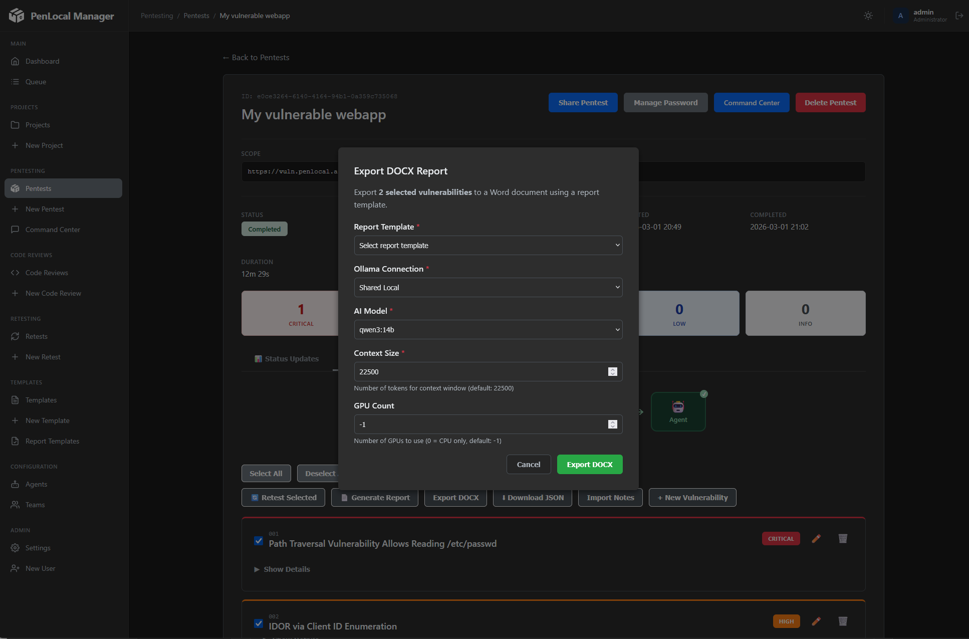 Export Vulnerabilities to DOCX
