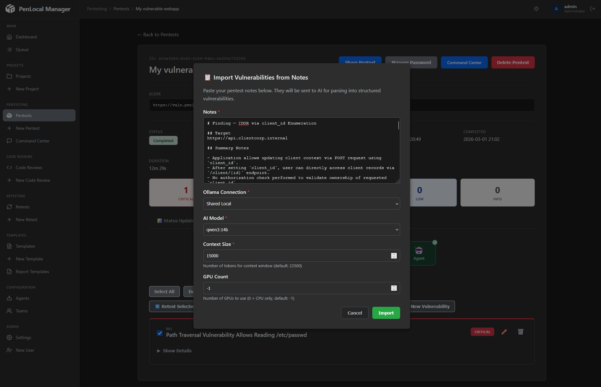 Import Notes to Vulnerabilities