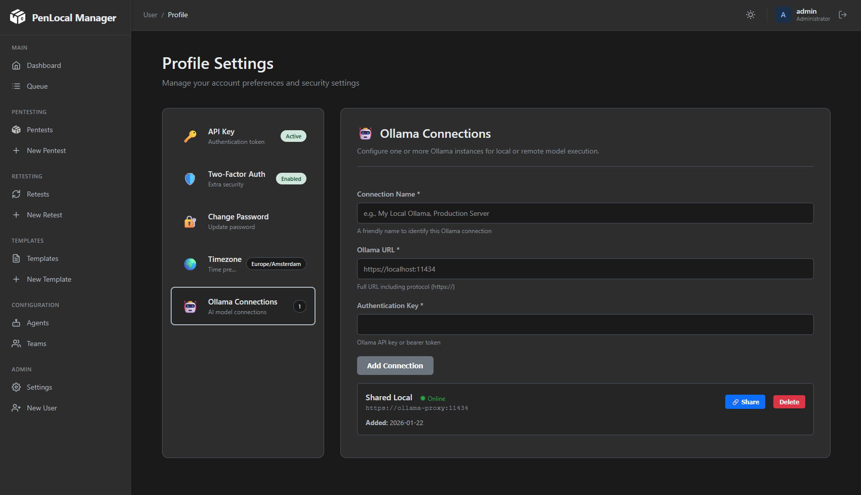 Manage Ollama Connections
